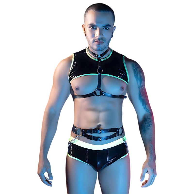 Conjunto Brief y Top con Arnés Neón 9117