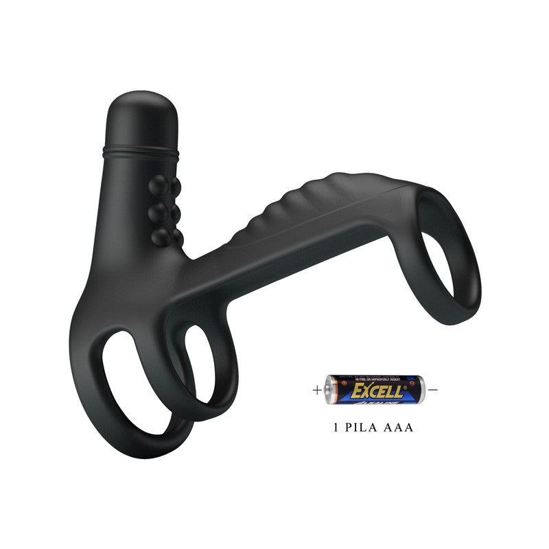 Elish Anillo Vibrador Triple con Funda - Negro