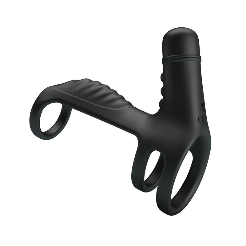 Elish Anillo Vibrador Triple con Funda - Negro