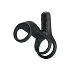 Elish Anillo Vibrador Triple con Funda - Negro
