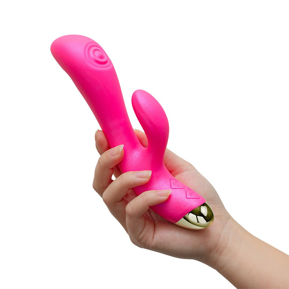 Aria Pleasin' Vibrador Dual Con Pulsador - Fucsia