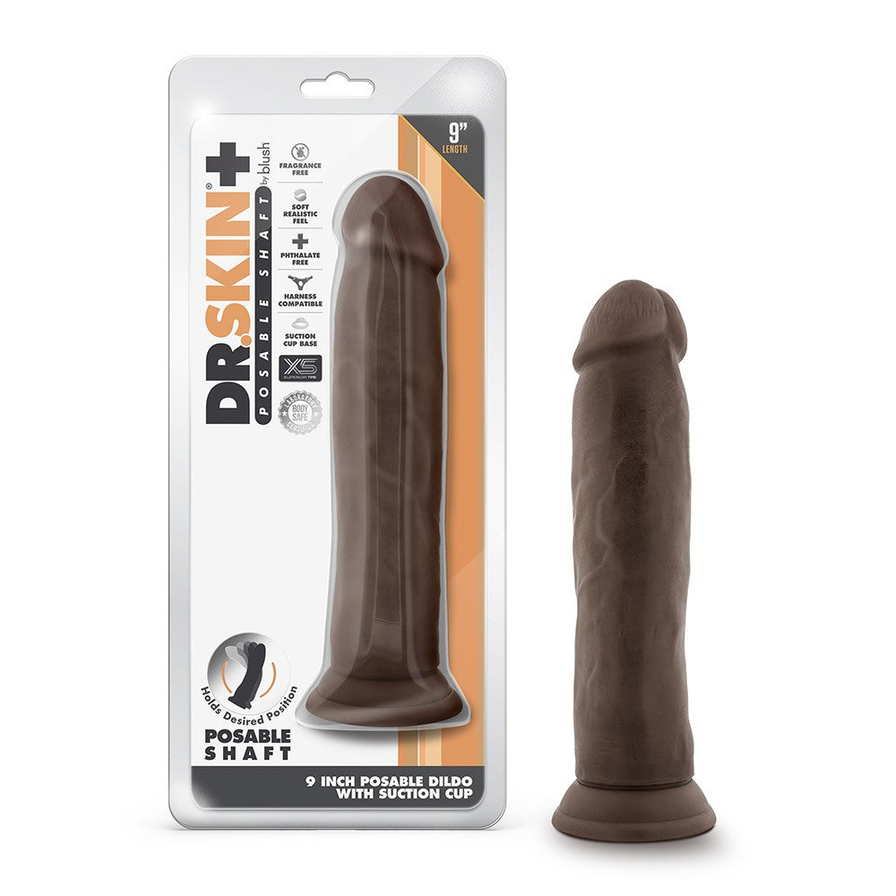 Dr. Skin Plus Dildo Articulado Triple Densidad 24,1 cm - Chocolate