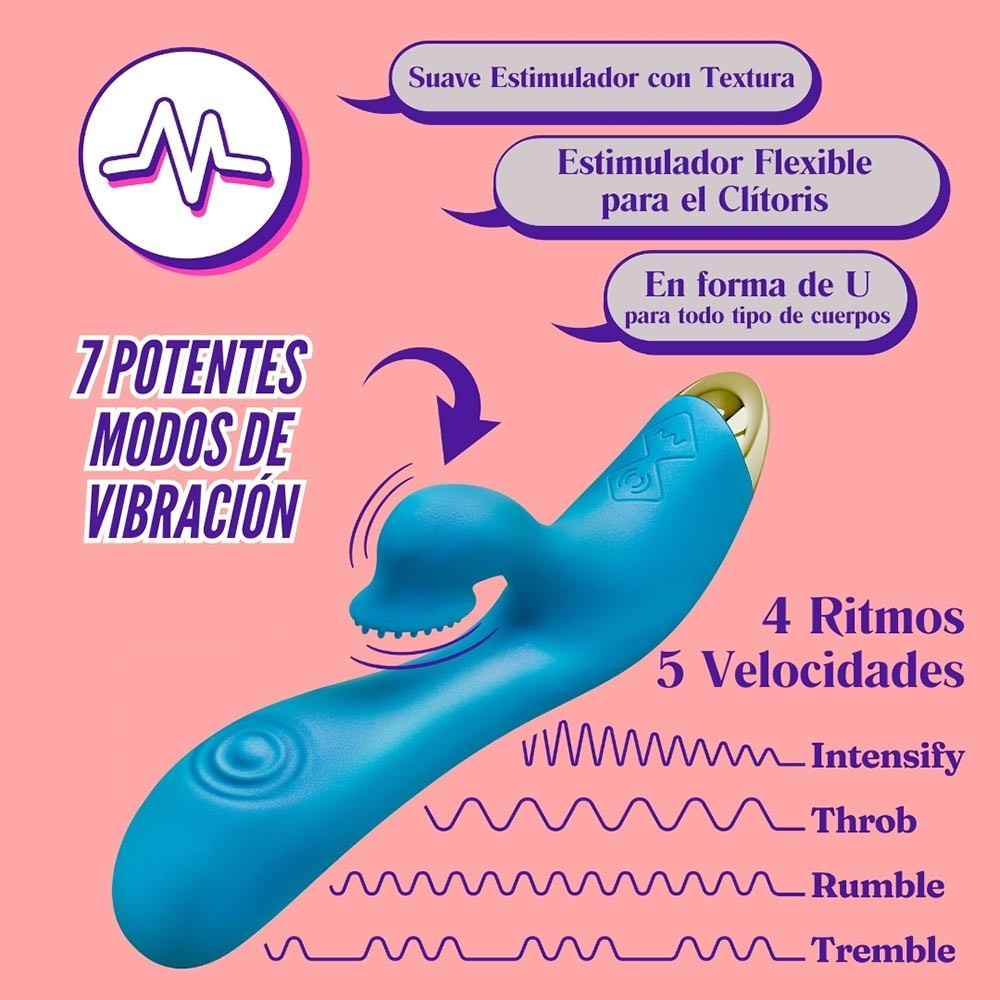 Aria Arousing Vibrador Dual Con Pulsador - Azul