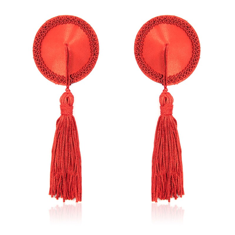 Pezoneras Satinadas con Borlas Rojas Imagen principal del producto