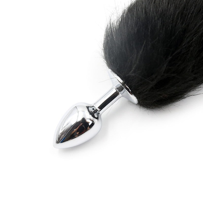 Cola de Zorro con Plug de Metal 75 cm - Negro Imagen secundaria del producto