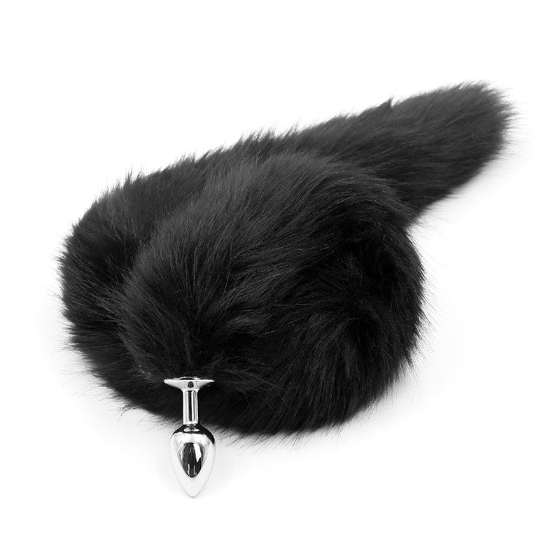 Cola de Zorro con Plug de Metal 75 cm - Negro