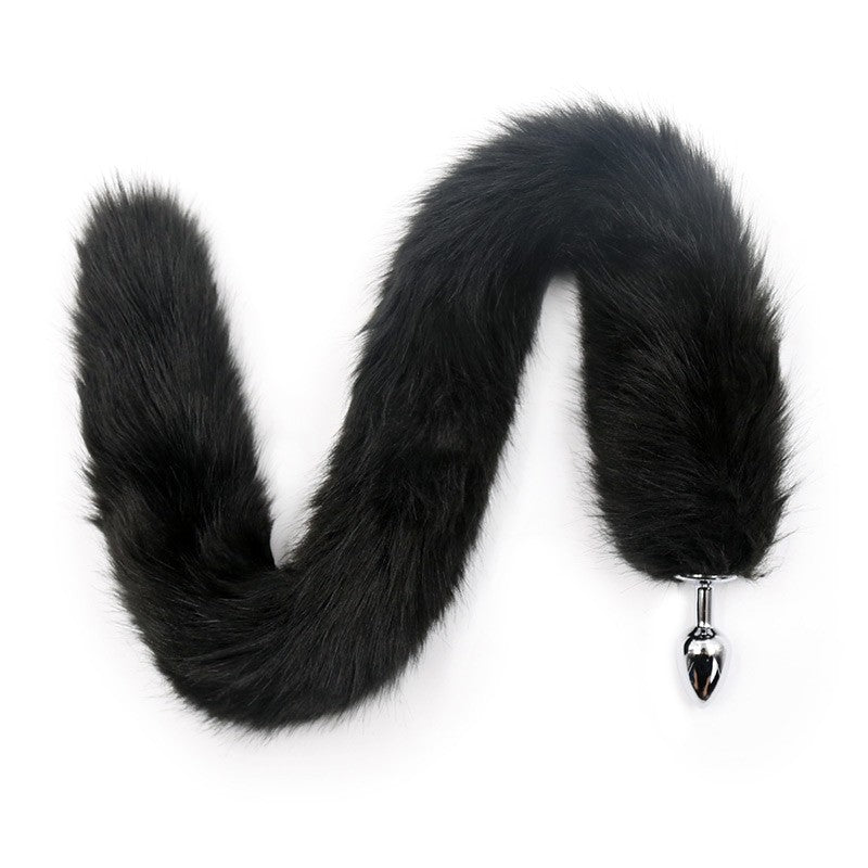 Cola de Zorro con Plug de Metal 75 cm - Negro