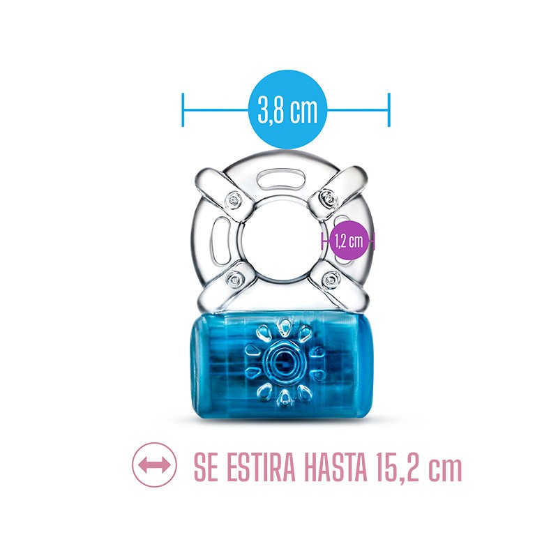 Pleaser Anillo Vibrador Recargable - Azul