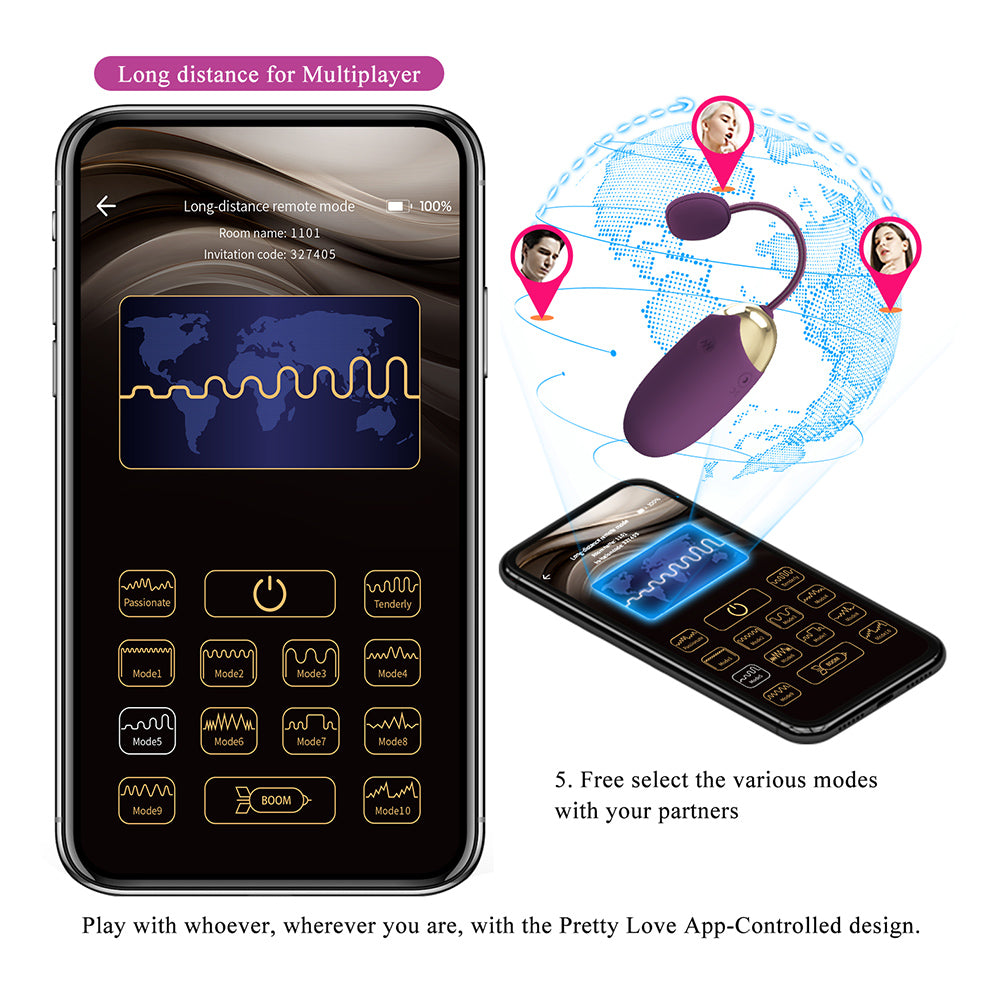 Abner Huevo Vibrador con APP - Morado