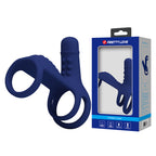 Elish Anillo Vibrador Triple con Funda - Azul