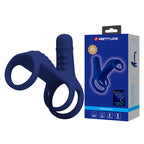 Elish Anillo Vibrador Triple con Funda - Azul