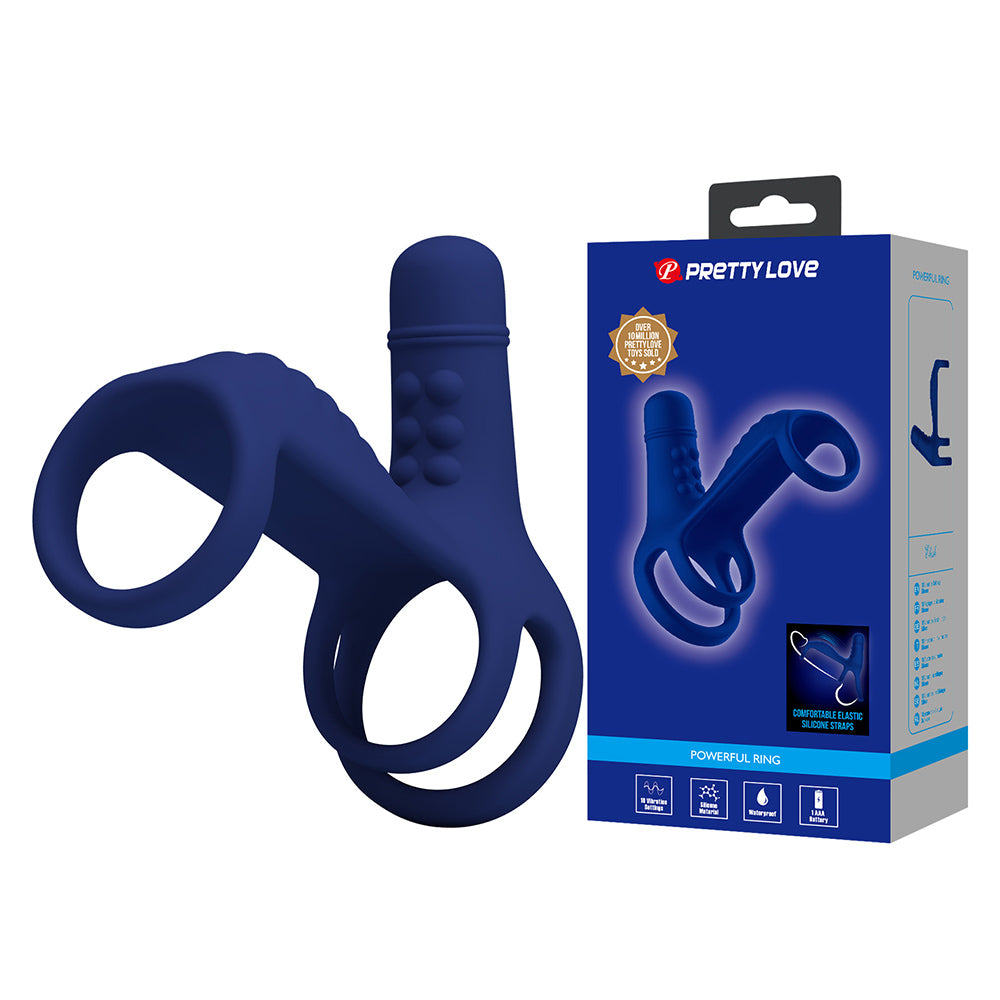 Elish Anillo Vibrador Triple con Funda - Azul