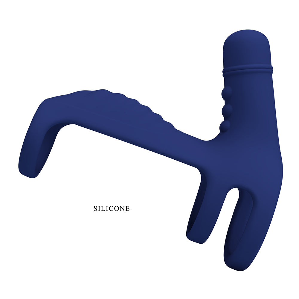 Elish Anillo Vibrador Triple con Funda - Azul