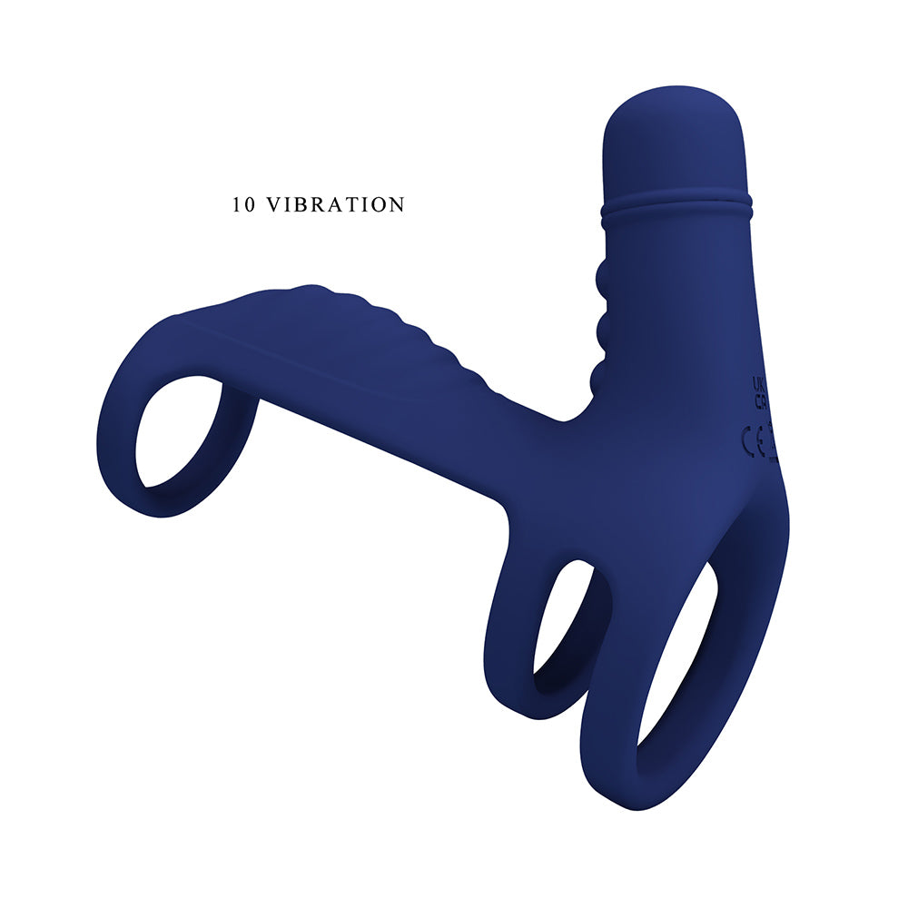 Elish Anillo Vibrador Triple con Funda - Azul