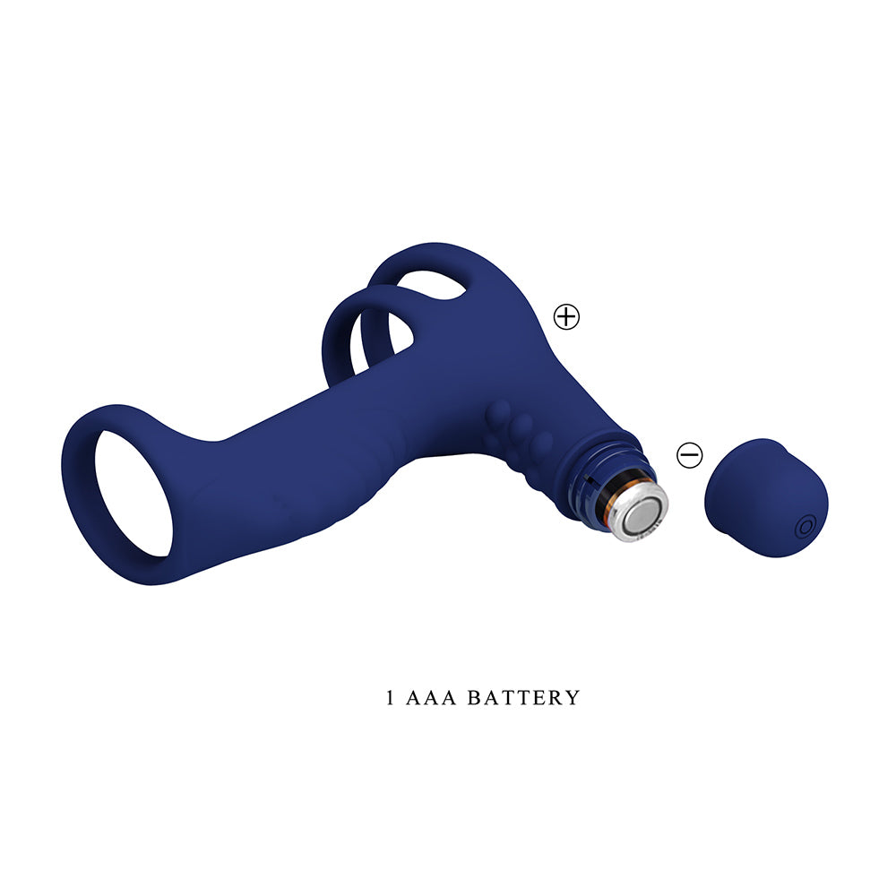 Elish Anillo Vibrador Triple con Funda - Azul