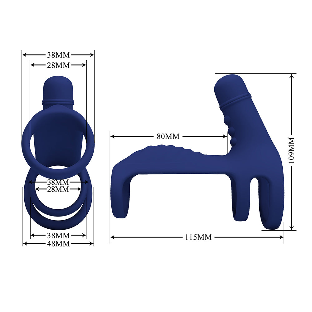 Elish Anillo Vibrador Triple con Funda - Azul