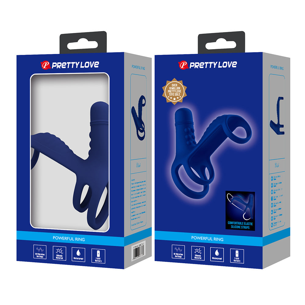 Elish Anillo Vibrador Triple con Funda - Azul