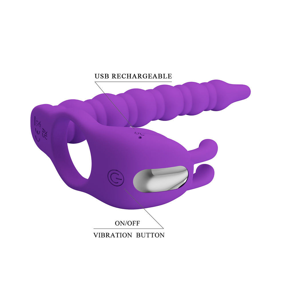 Blackney Anillo Vibrador para Doble Penetración - Morado