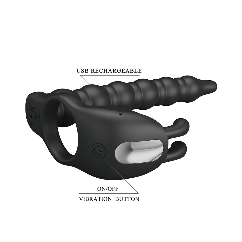 Blackney Anillo Vibrador para Doble Penetración - Negro