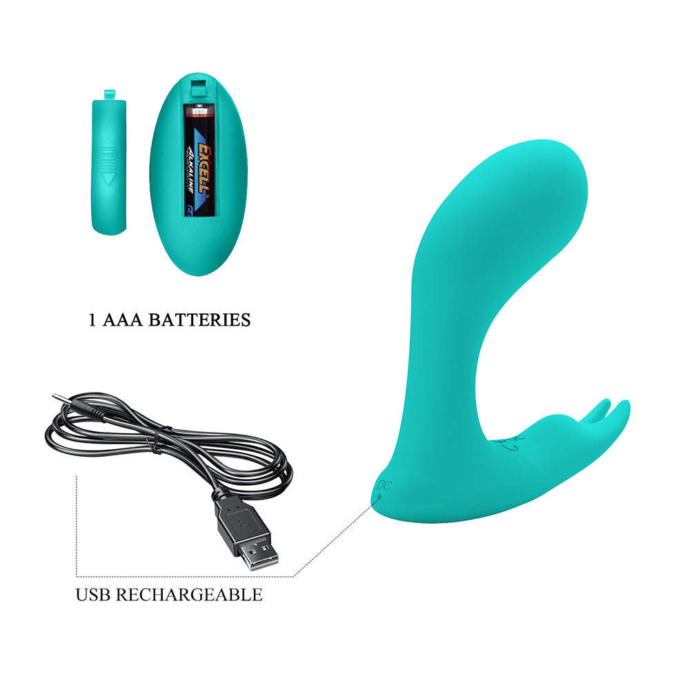 Idabelle Vibrador Dual con Control Remoto - Turquesa