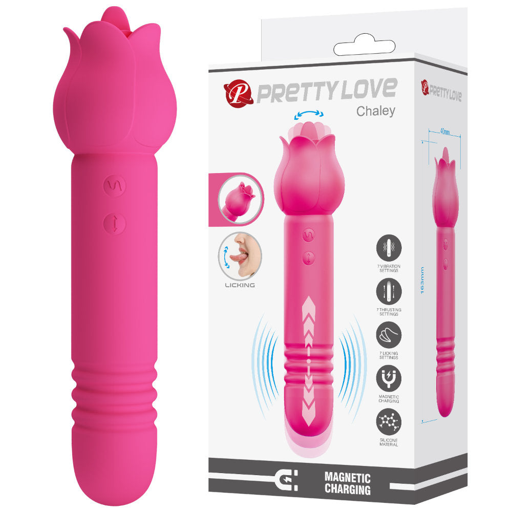 Chaley Vibrador Doble con Empuje y Lengua