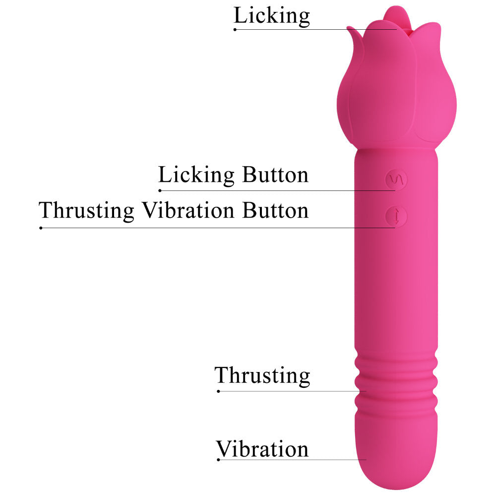 Chaley Vibrador Doble con Empuje y Lengua
