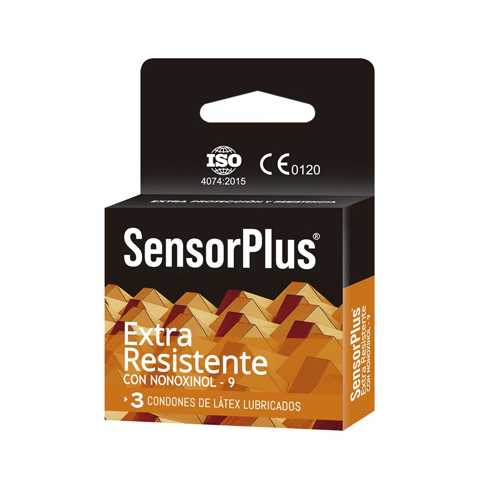 Condones Sensor Plus Extra Resistente C/Nonoxinol - Caja 3 unidades