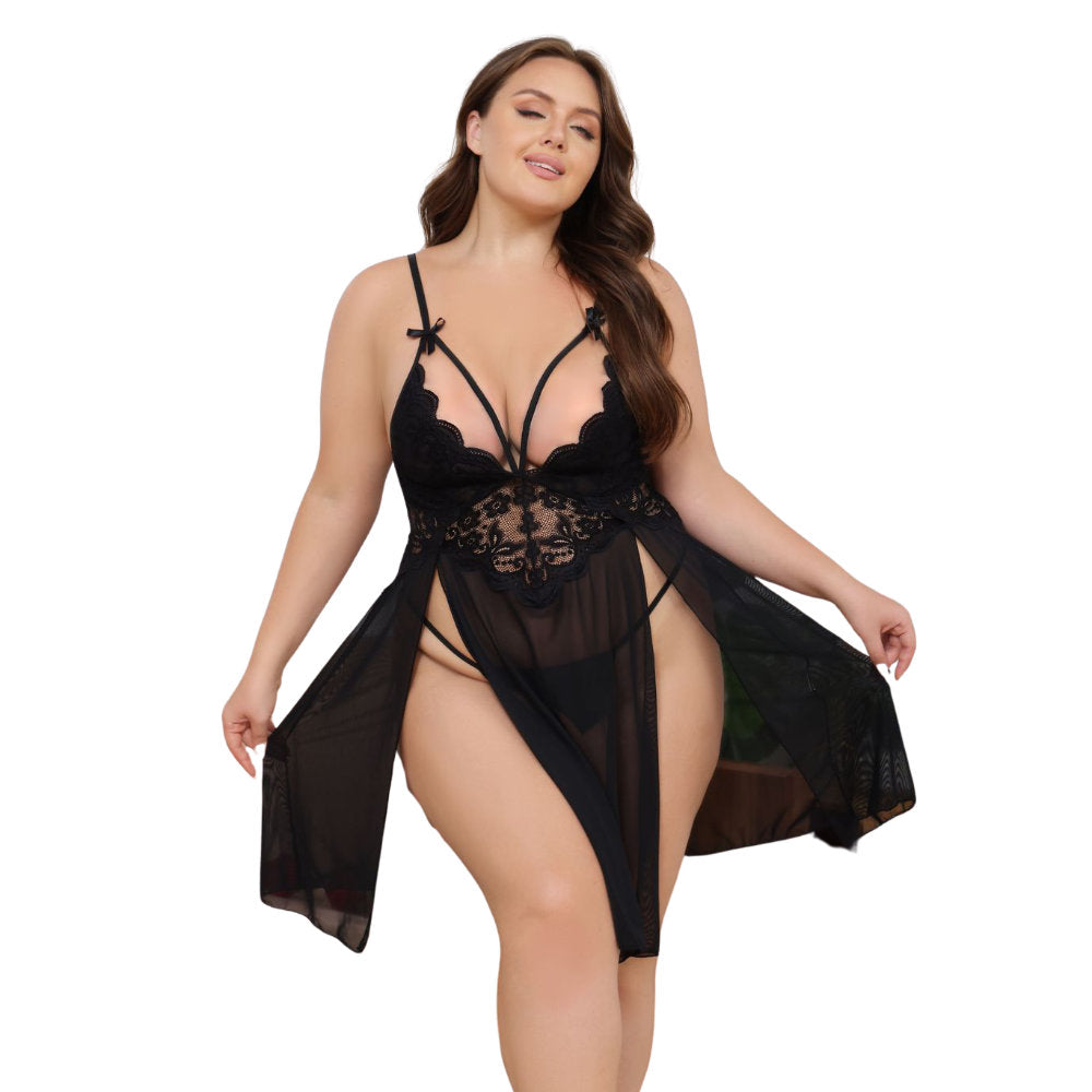 Antonia Babydoll de Encaje Negro XL Imagen principal del producto