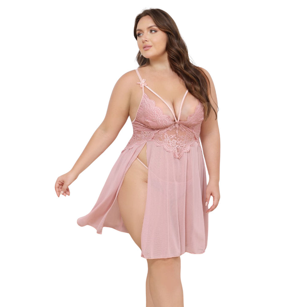 Antonia Babydoll de Encaje Rosa XL Imagen principal del producto