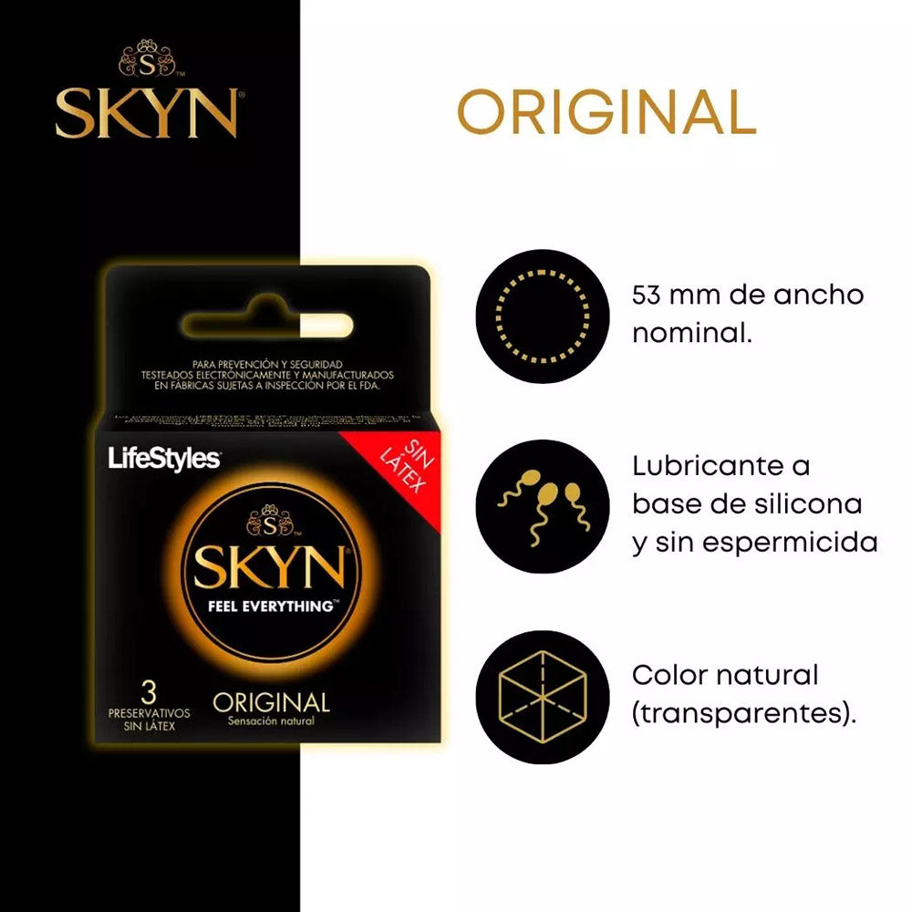 LifeStyles Skyn Condones sin latex - Original 3 un Imagen secundaria del producto