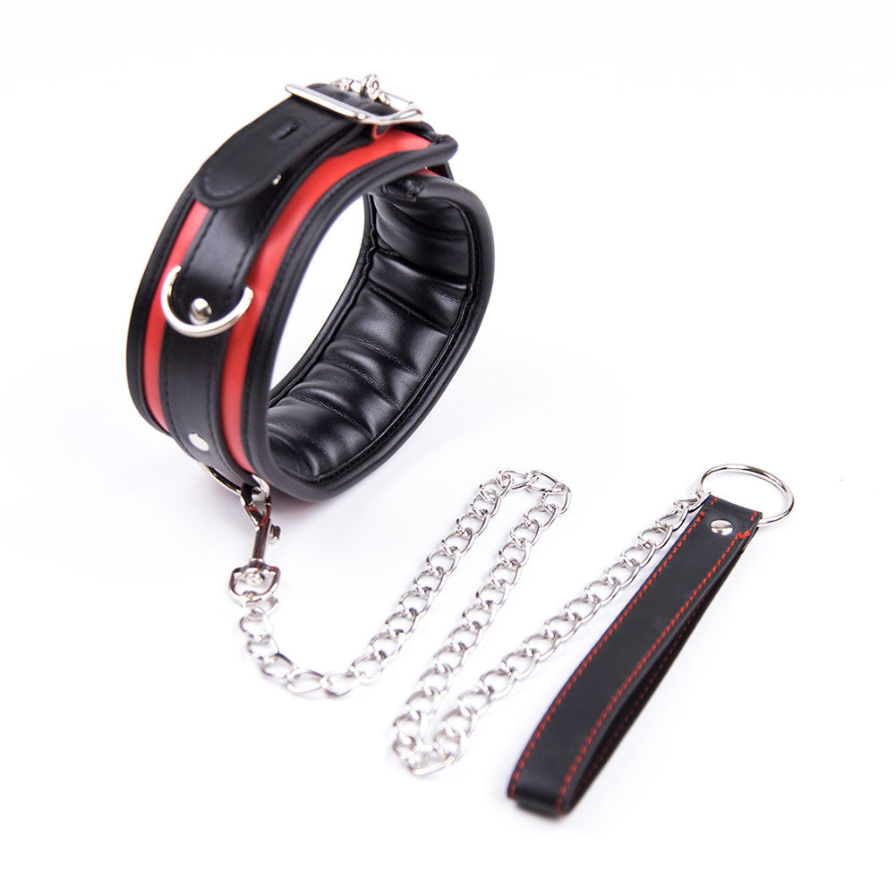 Collar Acolchado con Cadena SENS Negro y Rojo