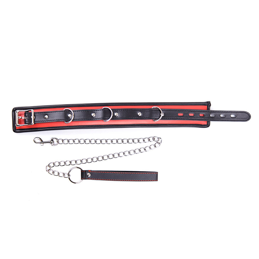 Collar Acolchado con Cadena SENS Negro y Rojo