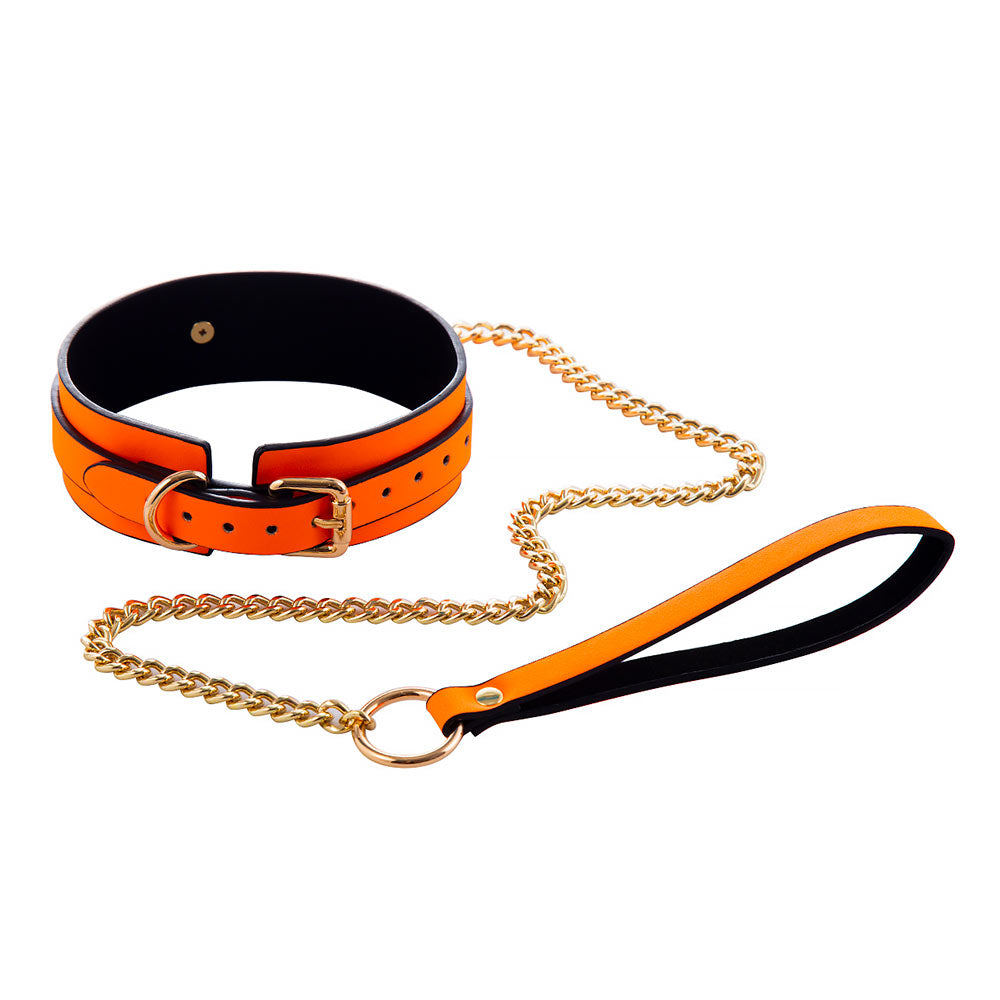 Collar Fluorescente con Cadena SENS Naranja Neón