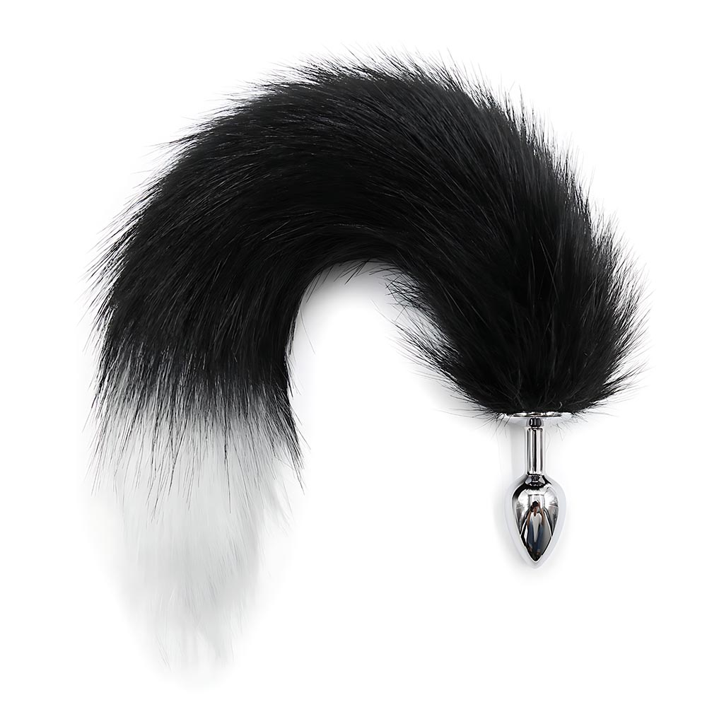Cola de Zorro con Plug de Metal - Negro 41 cm