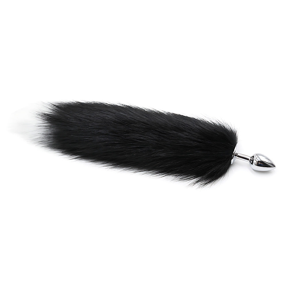 Cola de Zorro con Plug de Metal - Negro 41 cm