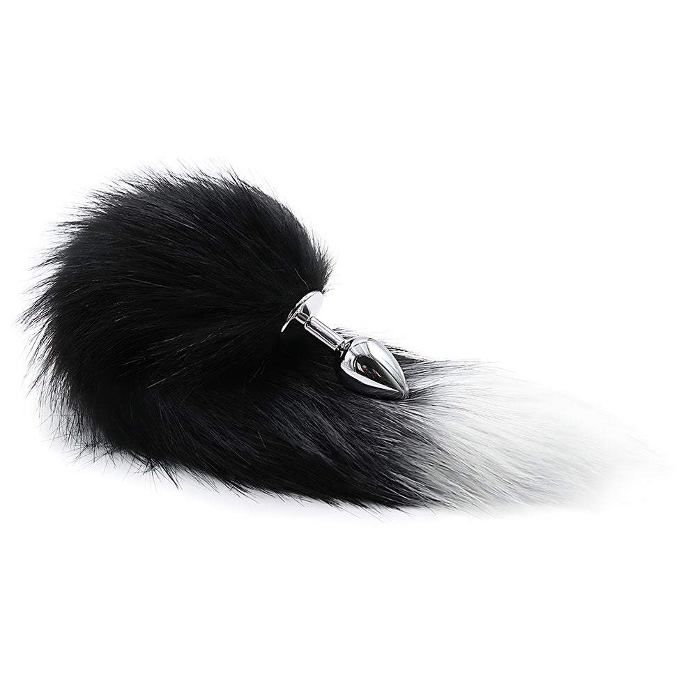 Cola de Zorro con Plug de Metal - Negro 41 cm