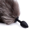 Cola de Zorro con Plug de Silicona - Gris 45 cm