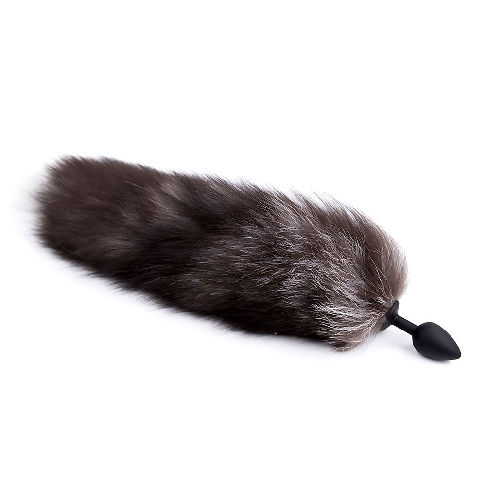 Cola de Zorro con Plug de Silicona - Gris 45 cm Imagen secundaria del producto
