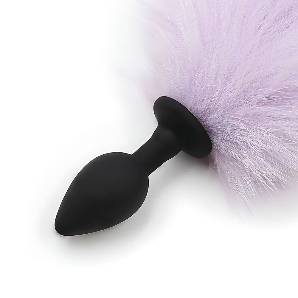 Cola de Zorro con Plug de Silicona - Morado 45 cm