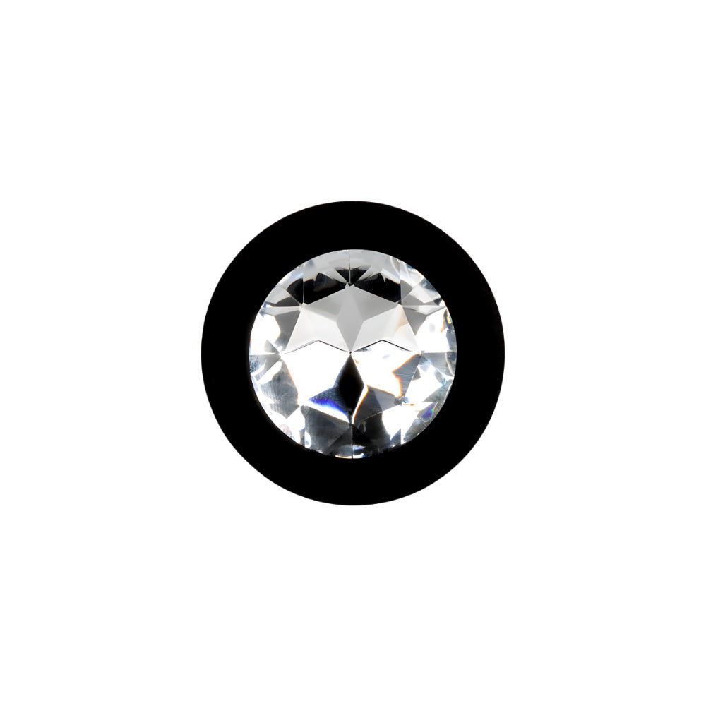 Plug Anal Negro con Joya Blanca