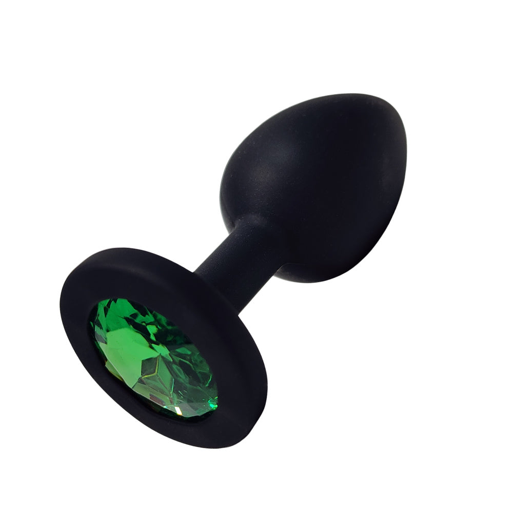 Plug Anal Negro con Joya Verde Imagen principal del producto
