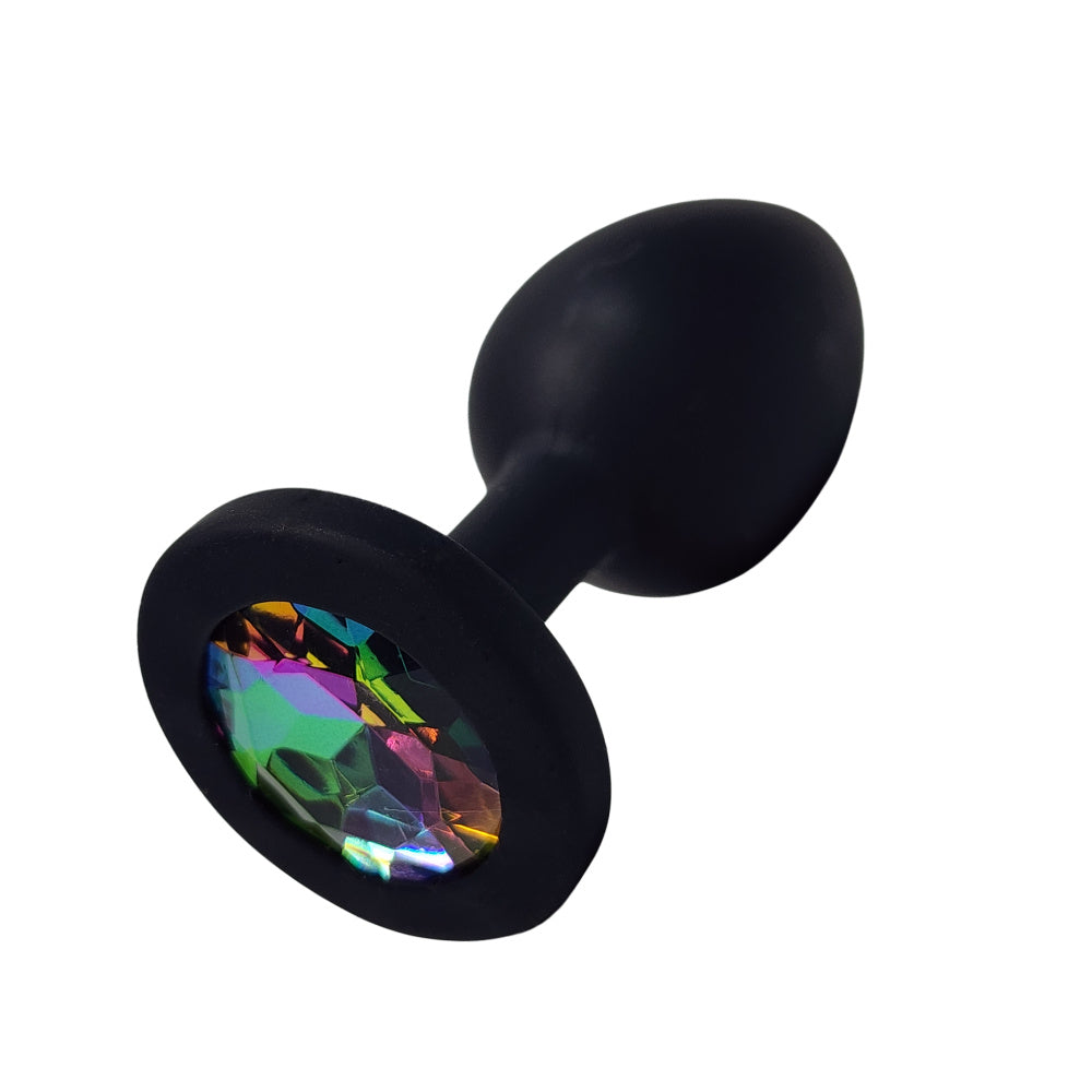 Plug Anal Negro con Joya Multicolor Imagen principal del producto
