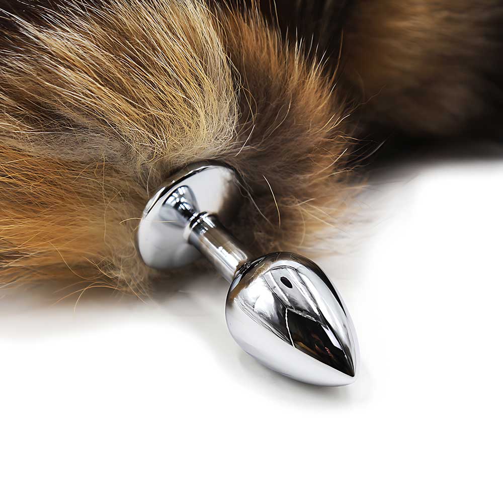 Cola de Zorro con Plug de Metal - Beige 45 cm