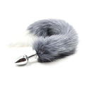 Cola de Zorro con Plug de Metal - Gris 45 cm