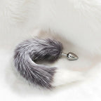Cola de Zorro con Plug de Metal - Gris 45 cm