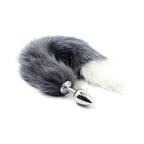 Cola de Zorro con Plug de Metal - Gris 45 cm