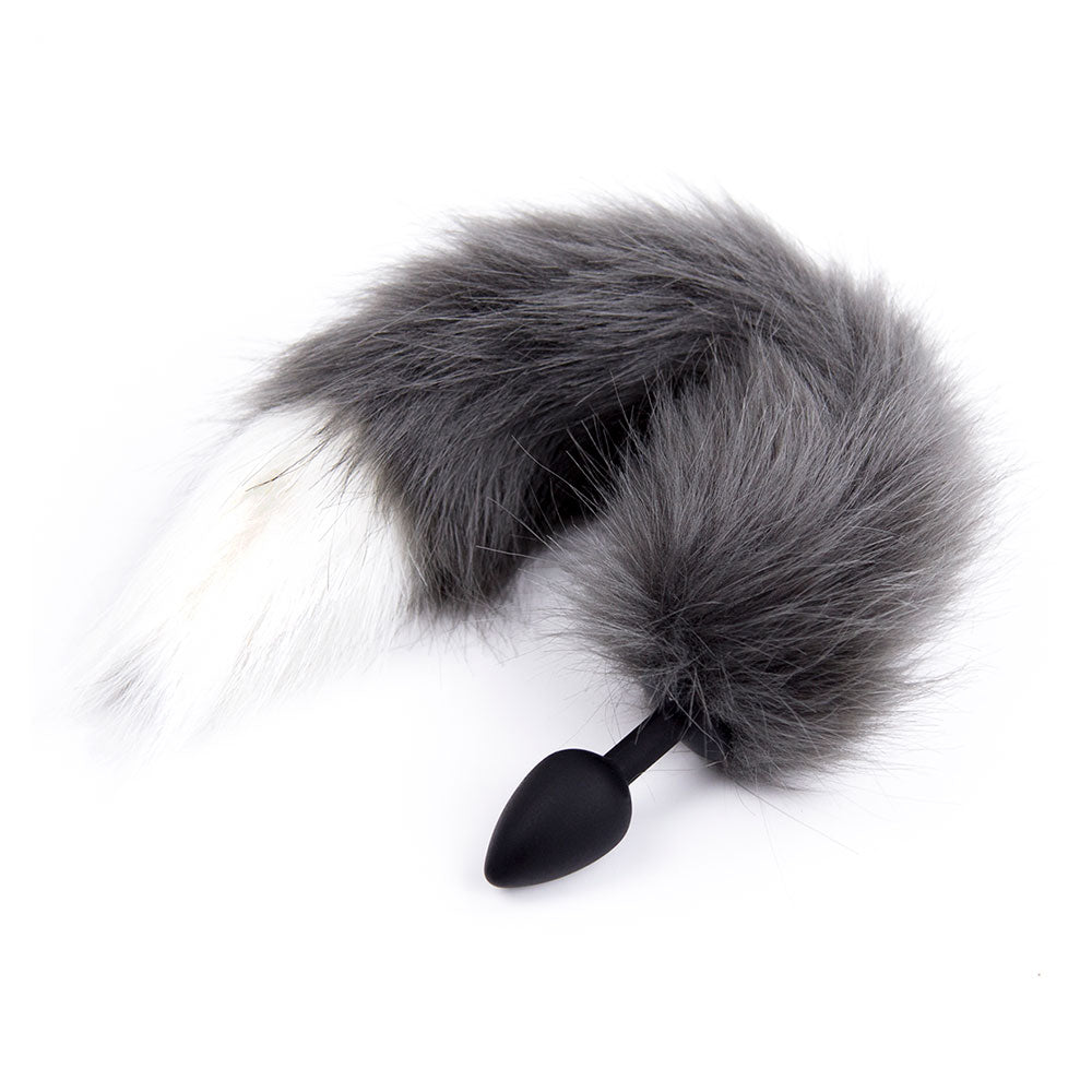 Cola de Zorro con Plug de Silicona - Gris Oscuro 45 cm Imagen principal del producto