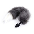 Cola de Zorro con Plug de Silicona - Gris Oscuro 45 cm
