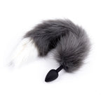 Cola de Zorro con Plug de Silicona - Gris Oscuro 45 cm