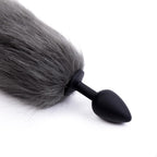 Cola de Zorro con Plug de Silicona - Gris Oscuro 45 cm